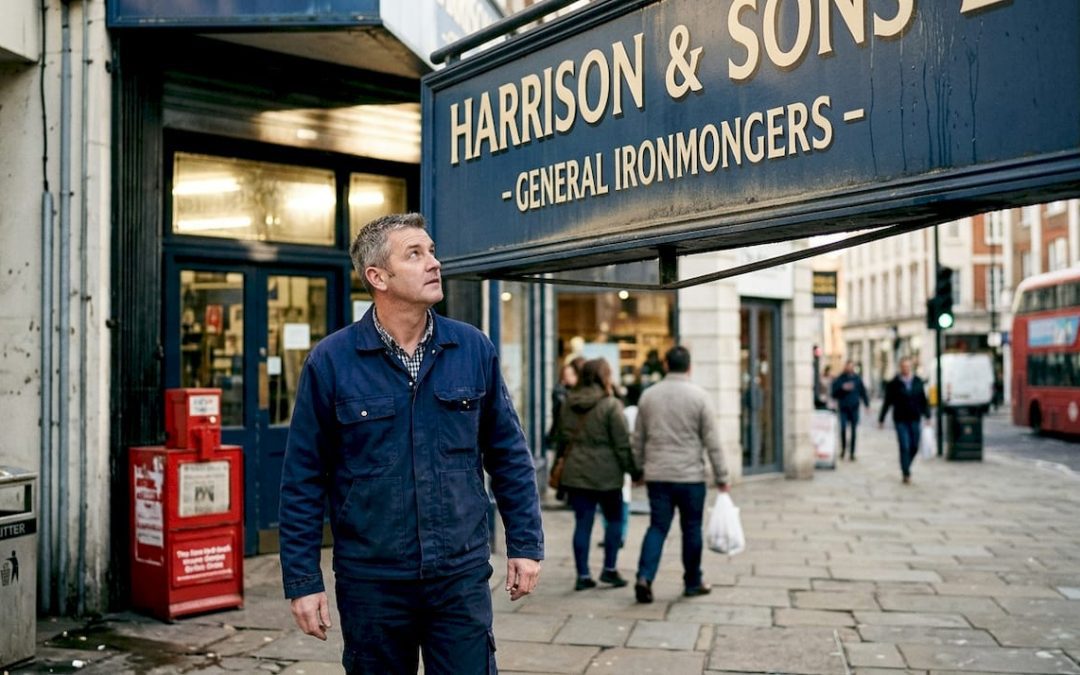 Manager inspecting business outdoor durable signage