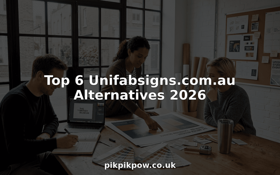 Designers reviewing large signage samples in studio