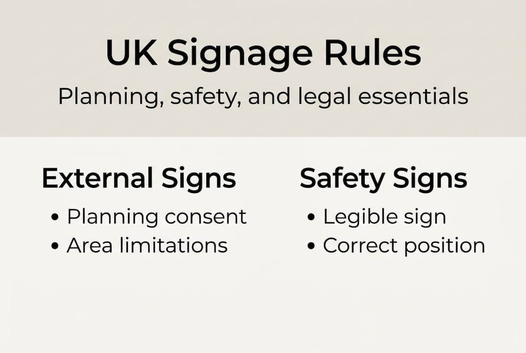 Infographic of UK signage compliance essentials