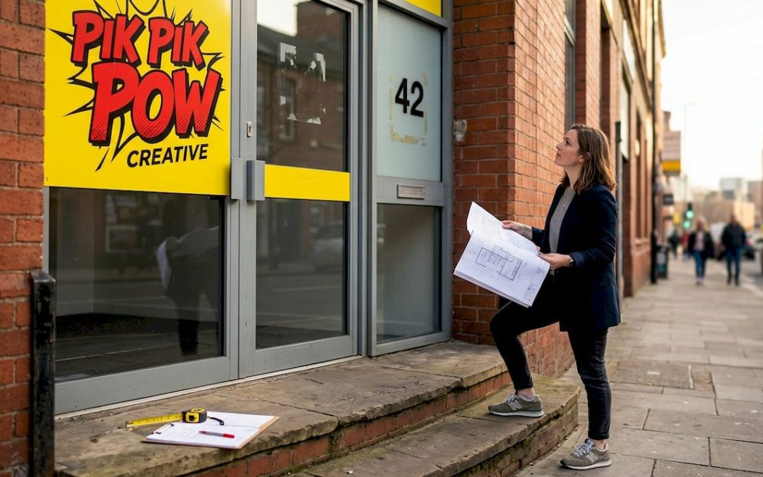 Architect reviewing integrated building signage plans
